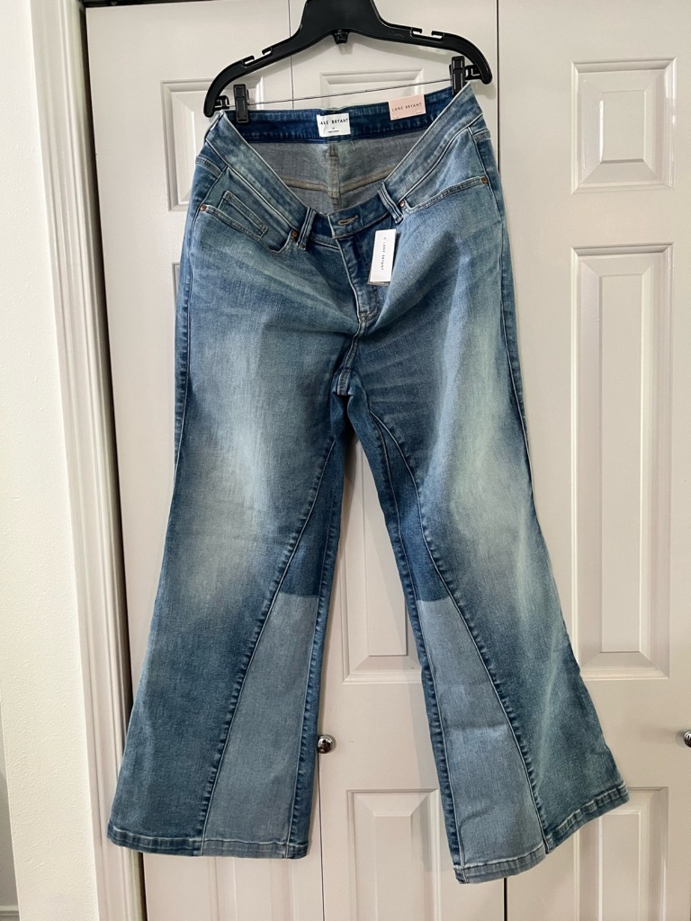 Lane Bryant Two-Tone Blue Wide-Leg Patchwork Jeans